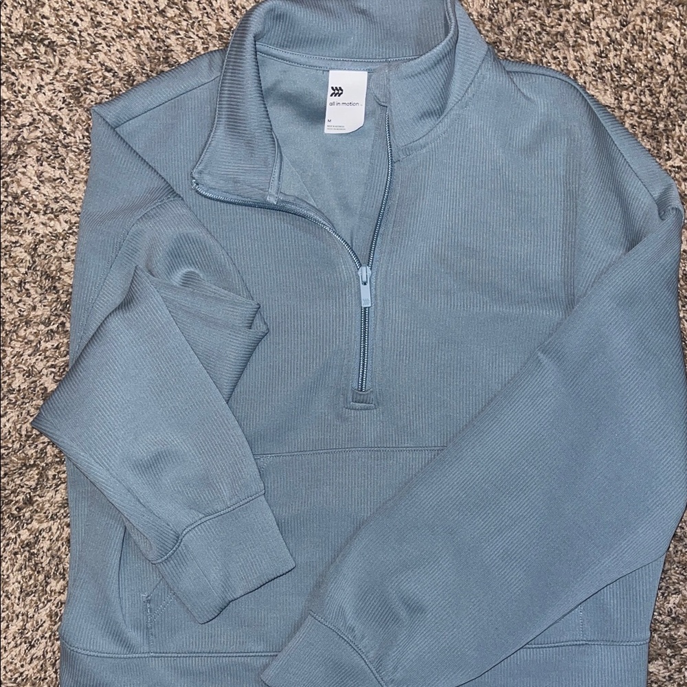 Women’s Blue Quarter-Zip Crop Sweater